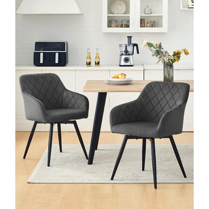 Drehbare Esszimmerstühle Set 2 – Samt, Grau