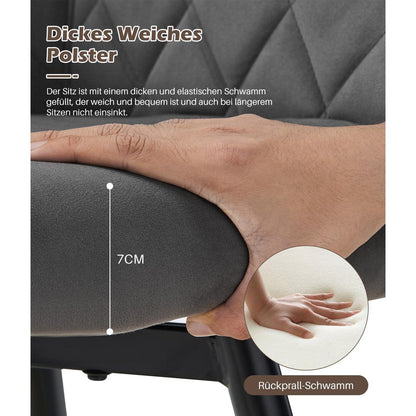 Drehbare Esszimmerstühle Set 2 – Samt, Grau