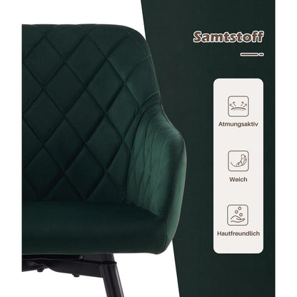 Drehbare Esszimmerstühle Set 2 – Samt, Grün