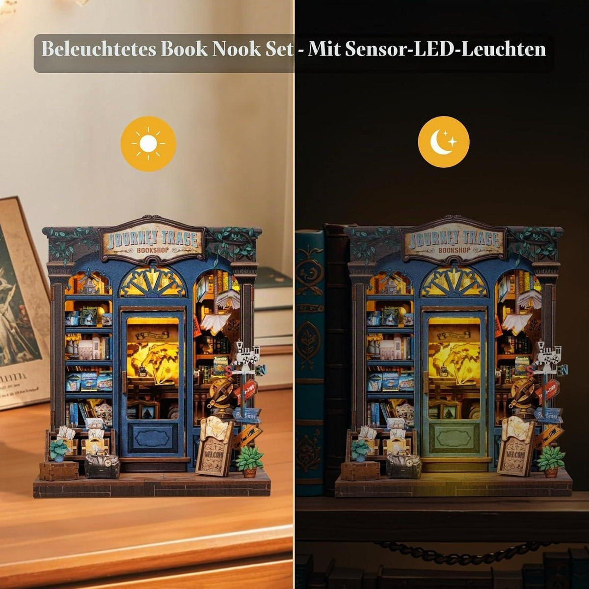 Holz Book Nook Bausatz – Miniatur Buchhandlung Deko