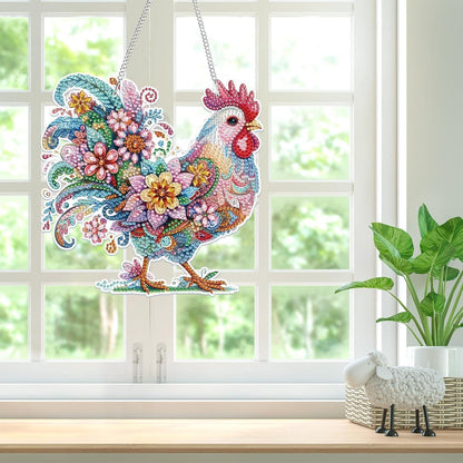 Diamant Painting Anhänger Huhn – Bastelset für Kinder & Erwachsene
