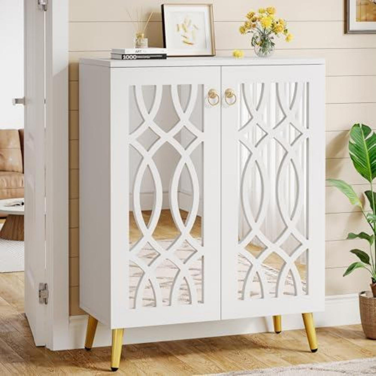 Verspiegelter Schuhschrank 5-Tier Weiß – Schuhregal für Eingang & Schlafzimmer