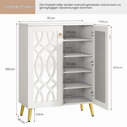 Verspiegelter Schuhschrank 5-Tier Weiß – Schuhregal für Eingang & Schlafzimmer
