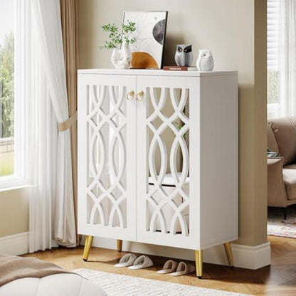 Verspiegelter Schuhschrank 5-Tier Weiß – Schuhregal für Eingang & Schlafzimmer