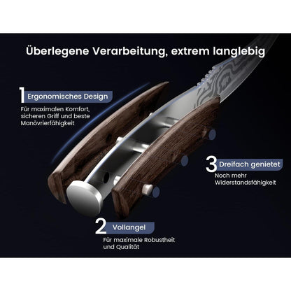 Steakmesser Set 6-teilig | Japanischer Edelstahl | Razor-Sharp & Ergonomisch