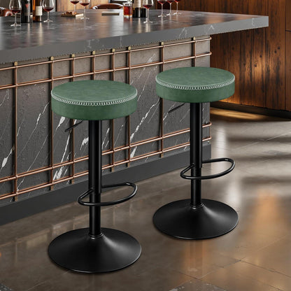2er Set Barhocker Höhenverstellbar Grün mit Fußstütze