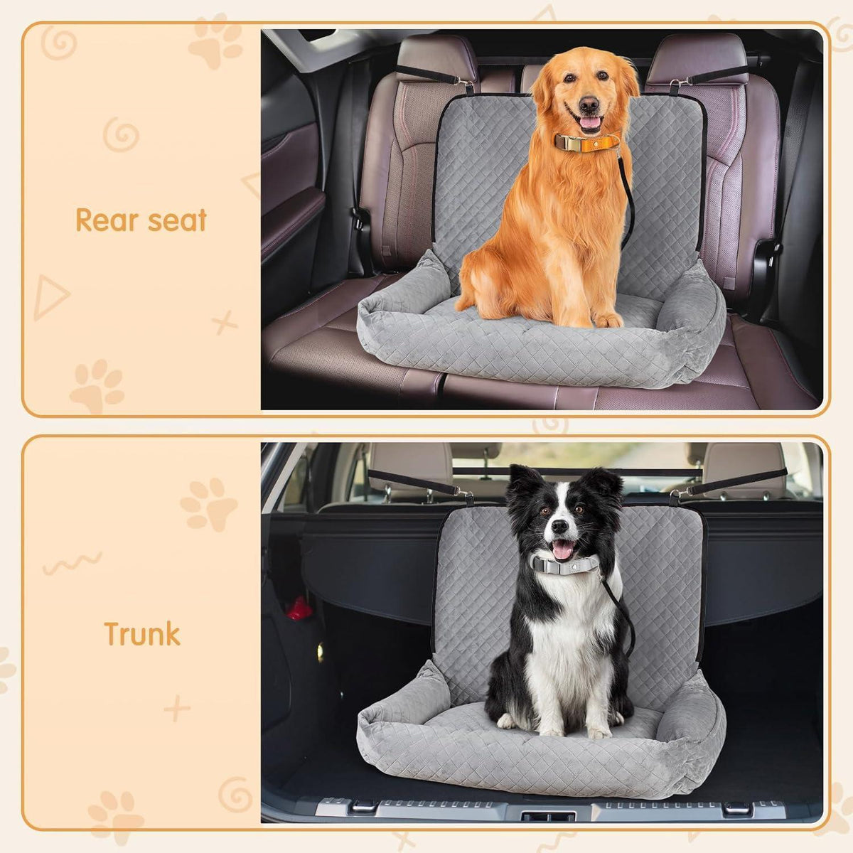 Hunde Autositz Grau – Waschbar, Sicher & Komfortabel