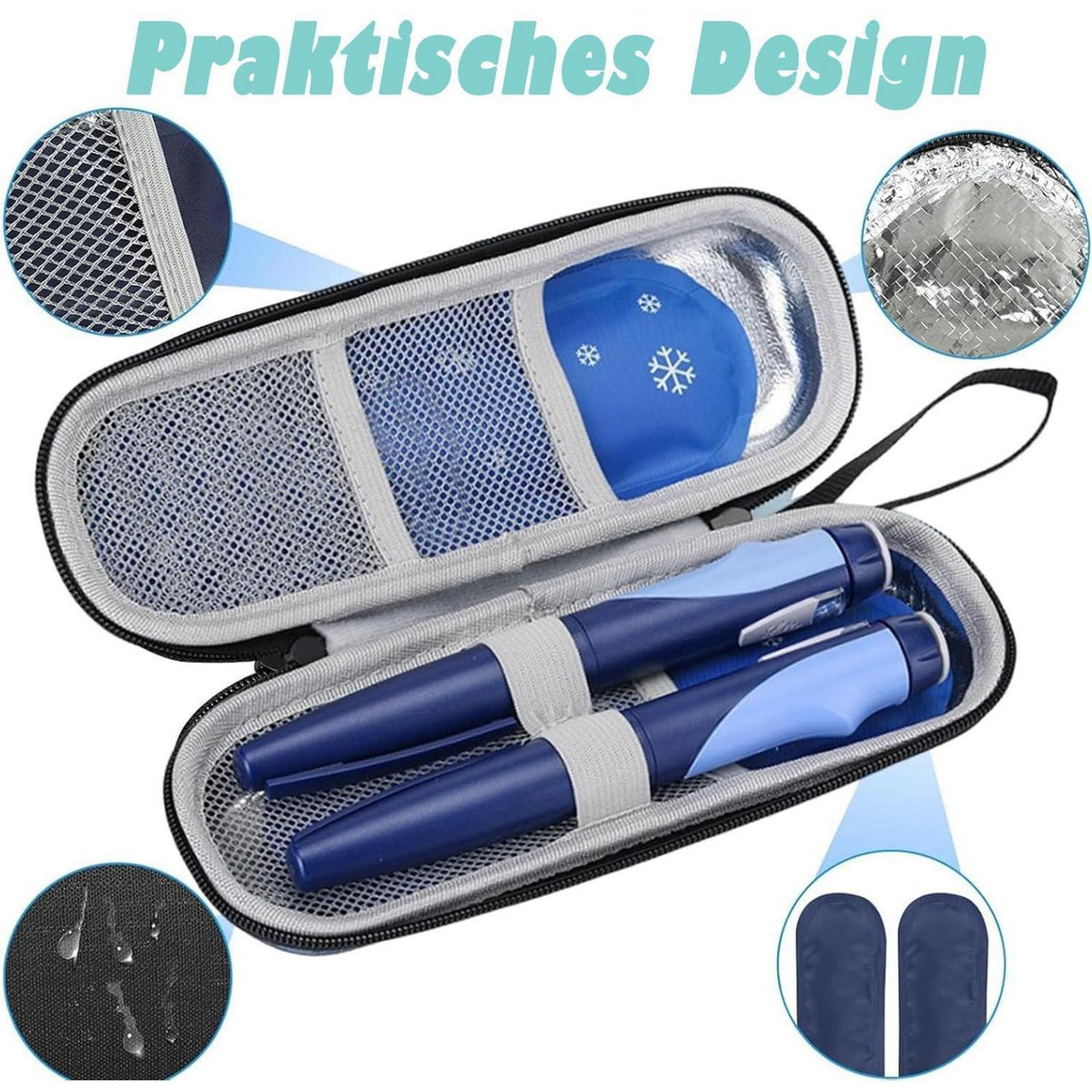Insulinkühltasche für Reisen – Mit 2 Kühlakkus