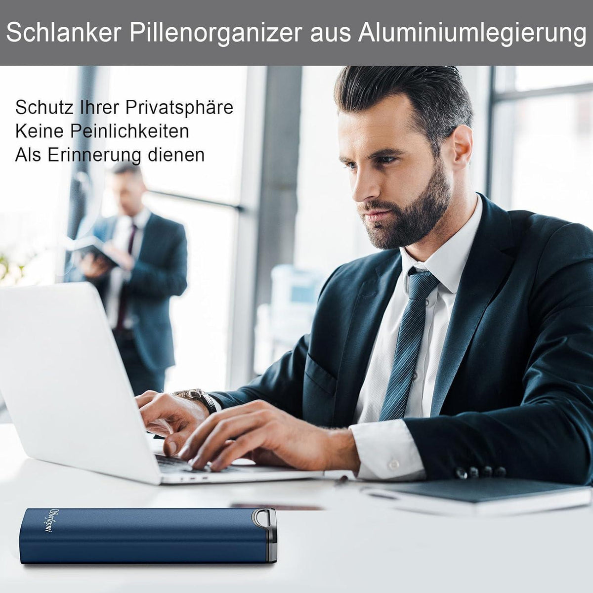7-Tage Tablettenbox Metall mit Ersatzdichtung Blau