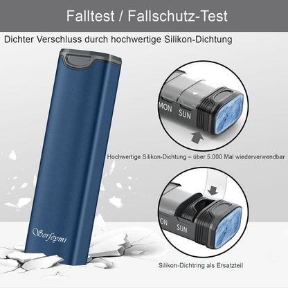 7-Tage Tablettenbox Metall mit Ersatzdichtung Blau