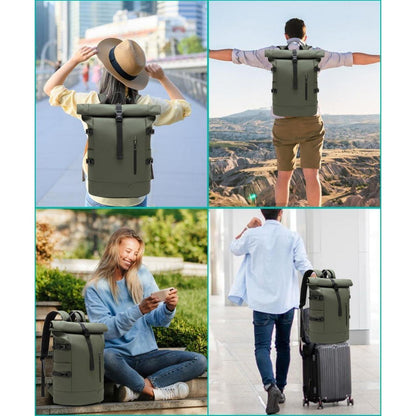 Rolltop Rucksack 33L Wasserdicht – Laptop & Fahrradrucksack Grün