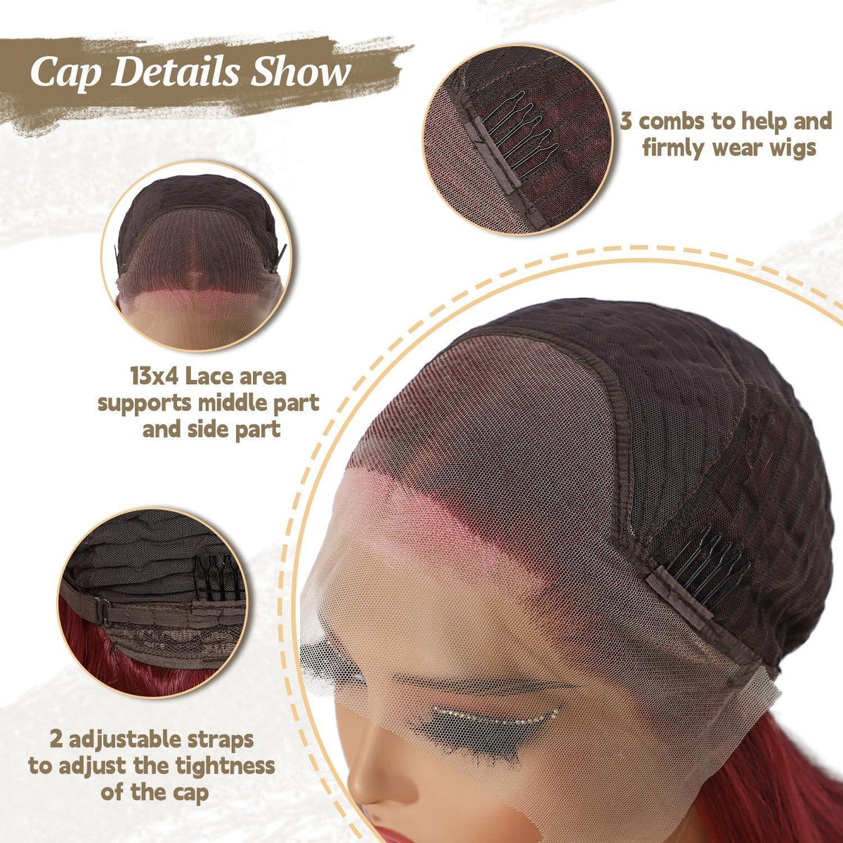 Burgunder Körperwelle Spitze Front Perücke mit Pink Highlights 26 Zoll