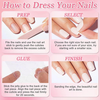 Rosa Glitzer Press On Nails - 24 Stück French Design