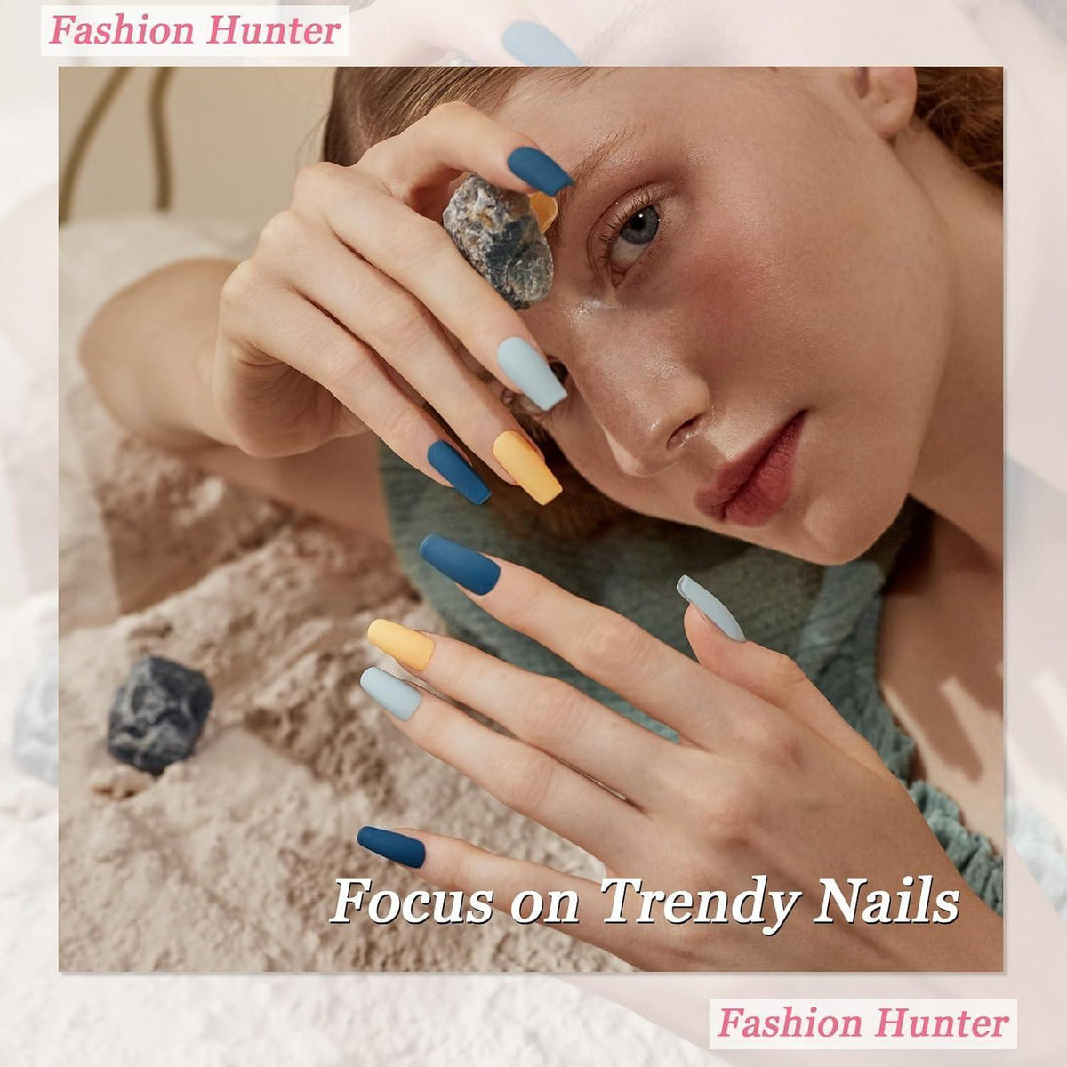 Rosa Glitzer Press On Nails - 24 Stück French Design