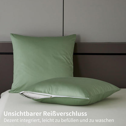 Mako Satin Bettwäsche Set 220x240 Grün – Weich & Kühlend