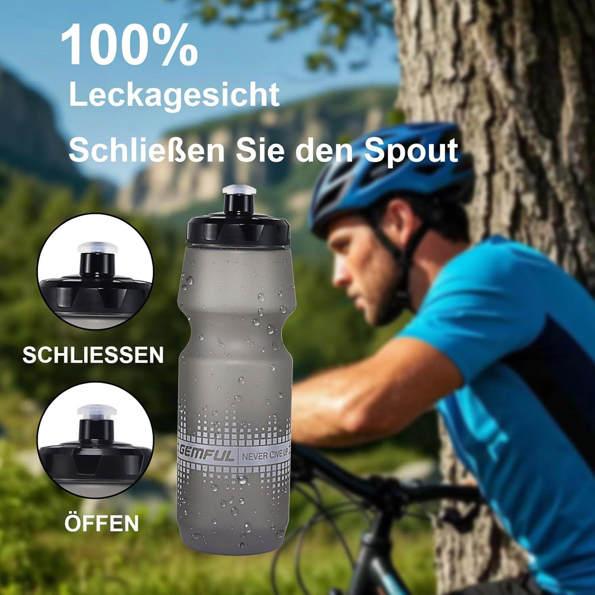 Trinkflasche 2er-Pack 750ml Auslaufsicher BPA-Frei Schwarz