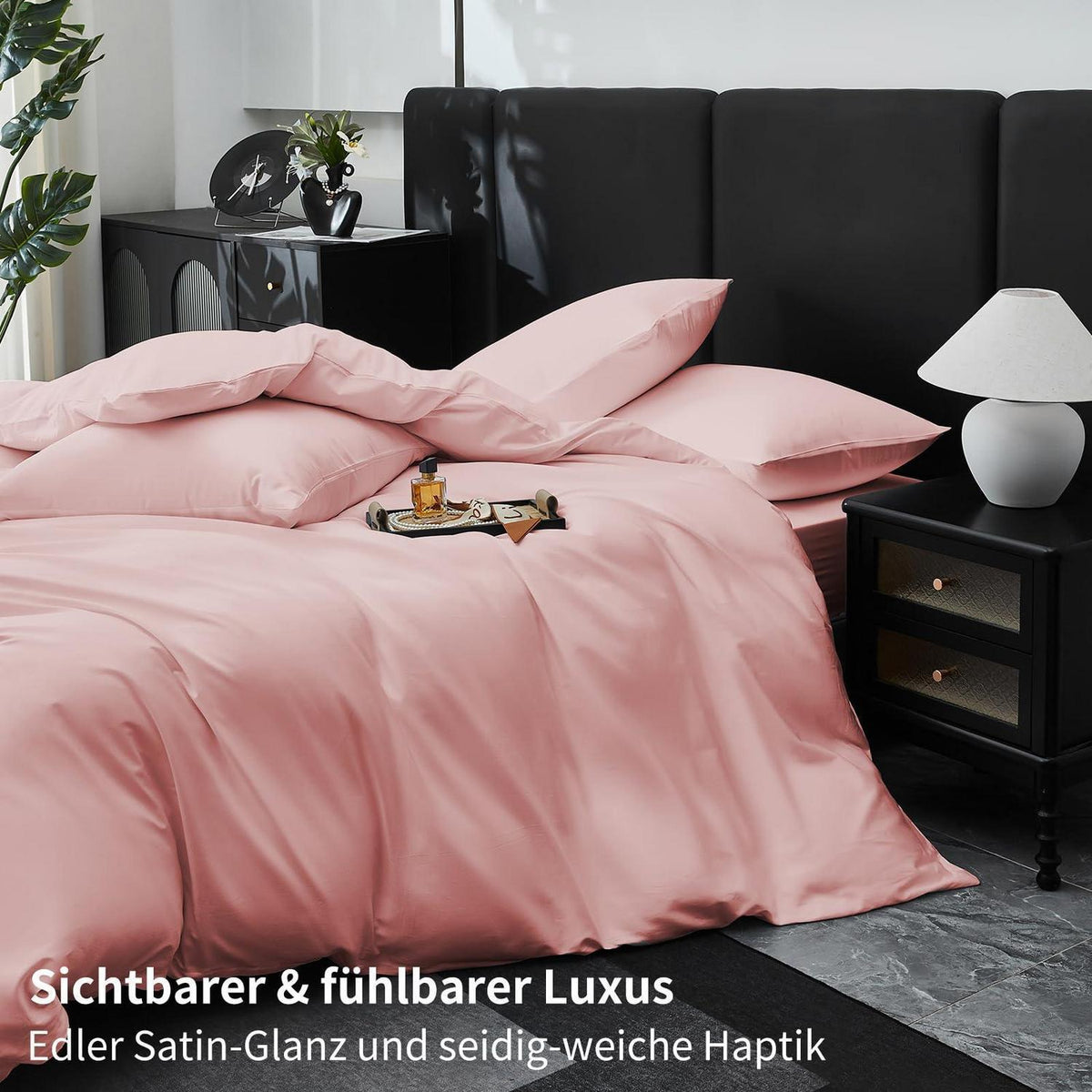 Mako Satin Bettwäsche Set Rosa 220x240 cm – Weich & Kühlend