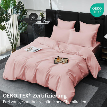 Mako Satin Bettwäsche Set Rosa 220x240 cm – Weich & Kühlend