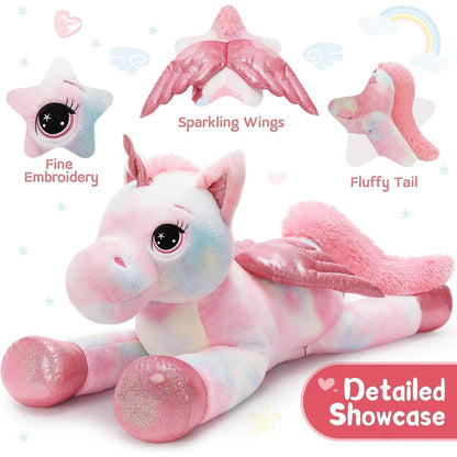 XXL Einhorn Kuscheltier 110cm - Rosa Plüschtier Geschenk für Kinder