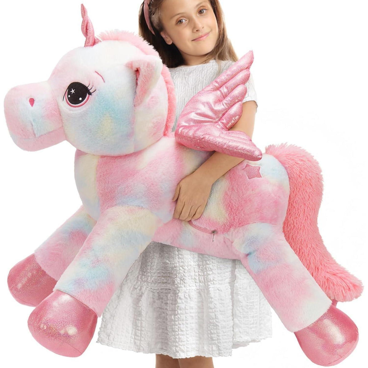 XXL Einhorn Kuscheltier 110cm - Rosa Plüschtier Geschenk für Kinder
