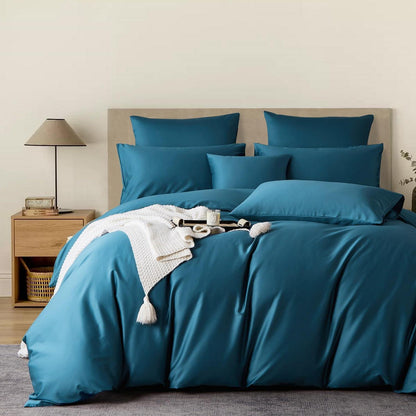 Mako Satin Bettwäsche Set 220x240 Petrol – Weich & Kühlend