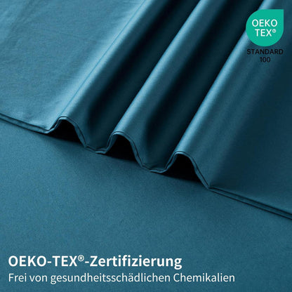 Mako Satin Bettwäsche Set 220x240 Petrol – Weich & Kühlend