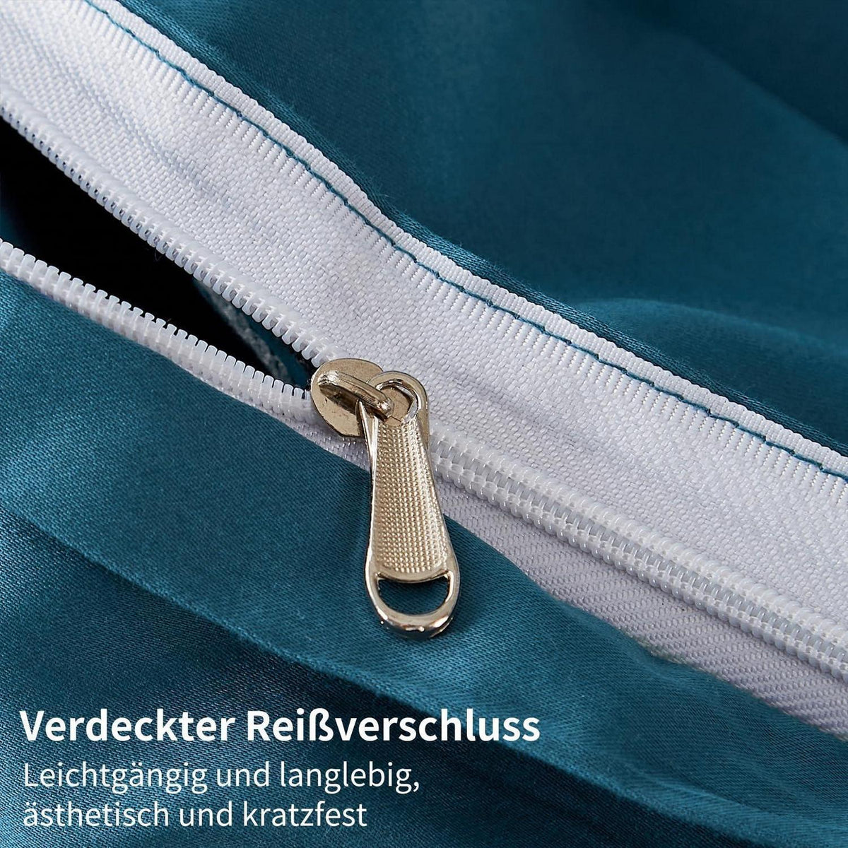 Mako Satin Bettwäsche Set 220x240 Petrol – Weich & Kühlend