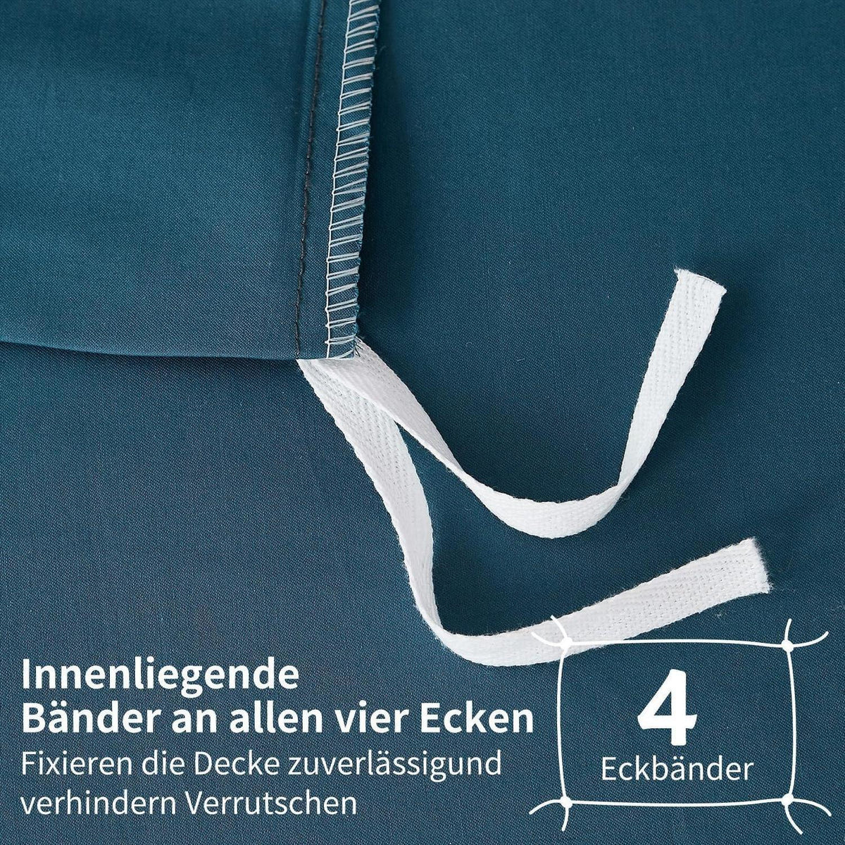 Mako Satin Bettwäsche Set 220x240 Petrol – Weich & Kühlend