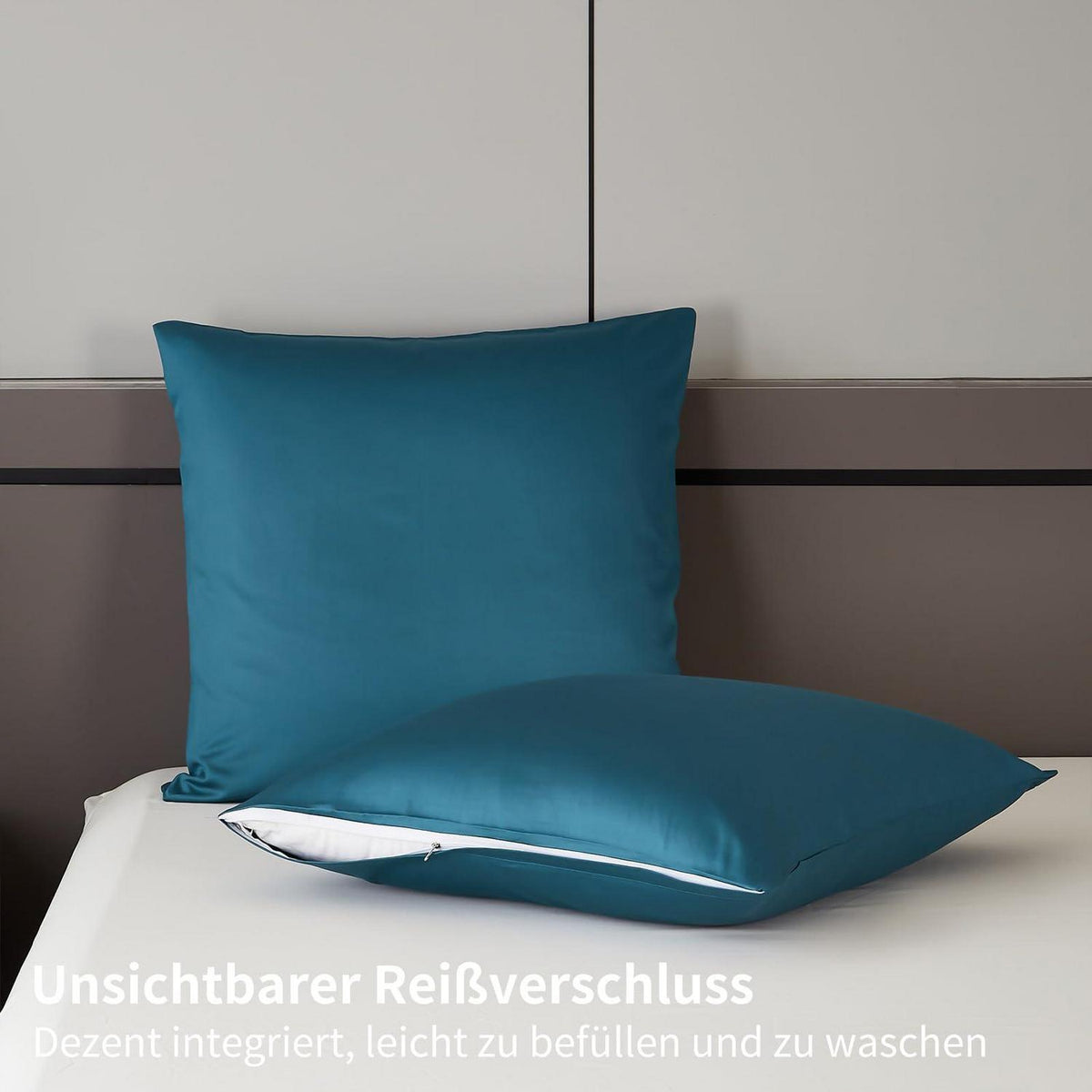 Mako Satin Bettwäsche Set 220x240 Petrol – Weich & Kühlend