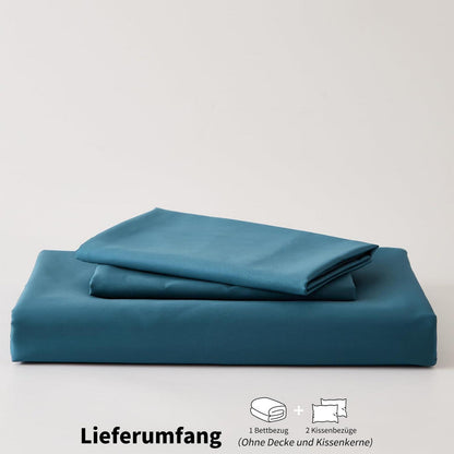 Mako Satin Bettwäsche Set 220x240 Petrol – Weich & Kühlend