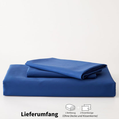 Mako Satin Bettwäsche Set 220x240 Blau – Weich & Kühlend