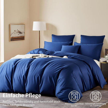Mako Satin Bettwäsche Set 220x240 Blau – Weich & Kühlend