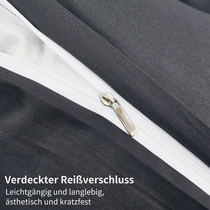 Mako Satin Bettwäsche Dunkelgrau 220x240 - 3-teilig & Kühlend