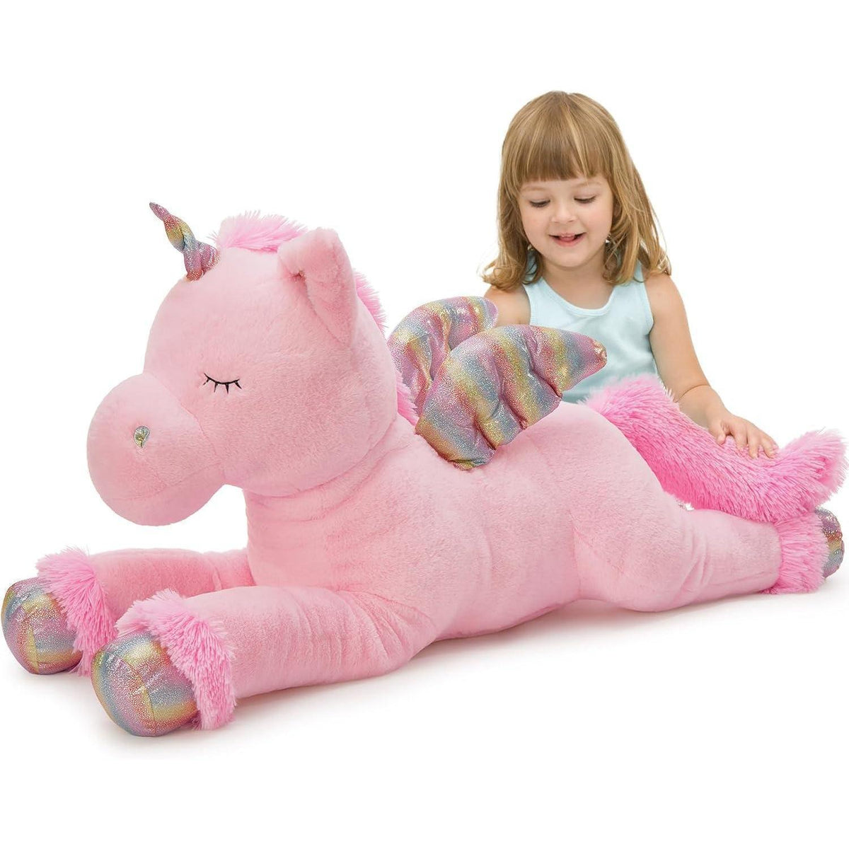 XXL Einhorn Kuscheltier 110cm - Rosa Plüschtier Geschenk für Kinder