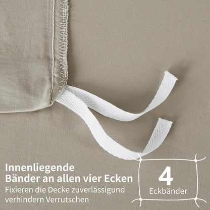 Mako Satin Bettwäsche Set 220x240 Beige – Weich & Kühlend
