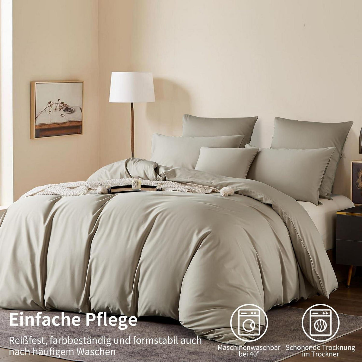 Mako Satin Bettwäsche Set 220x240 Beige – Weich & Kühlend
