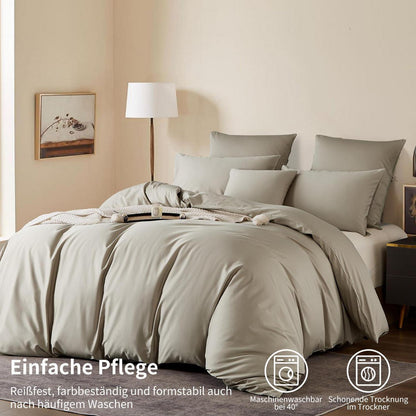 Mako Satin Bettwäsche Set 220x240 Beige – Weich & Kühlend