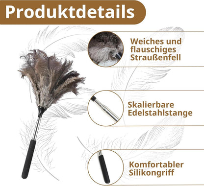 Teleskop Staubwedel Straußenfedern für hohe Oberflächen und