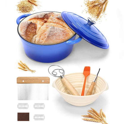 Gusseisen Brotbräter 6QT Blau mit Zubehör