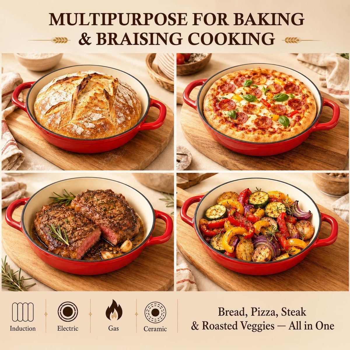 Gusseisen Dutch Oven zum Brotbacken mit Deckel & Gärkorb