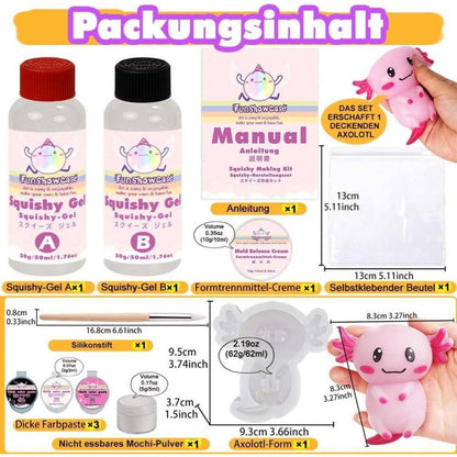 Axolotl Squishy Set Flüssigsilikon Basteln Rosa