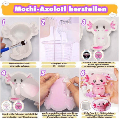 Axolotl Squishy Set Flüssigsilikon Basteln Rosa