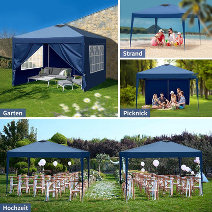 3x3m Pop-up Pavillon mit UV-Schutz & Seitenteilen