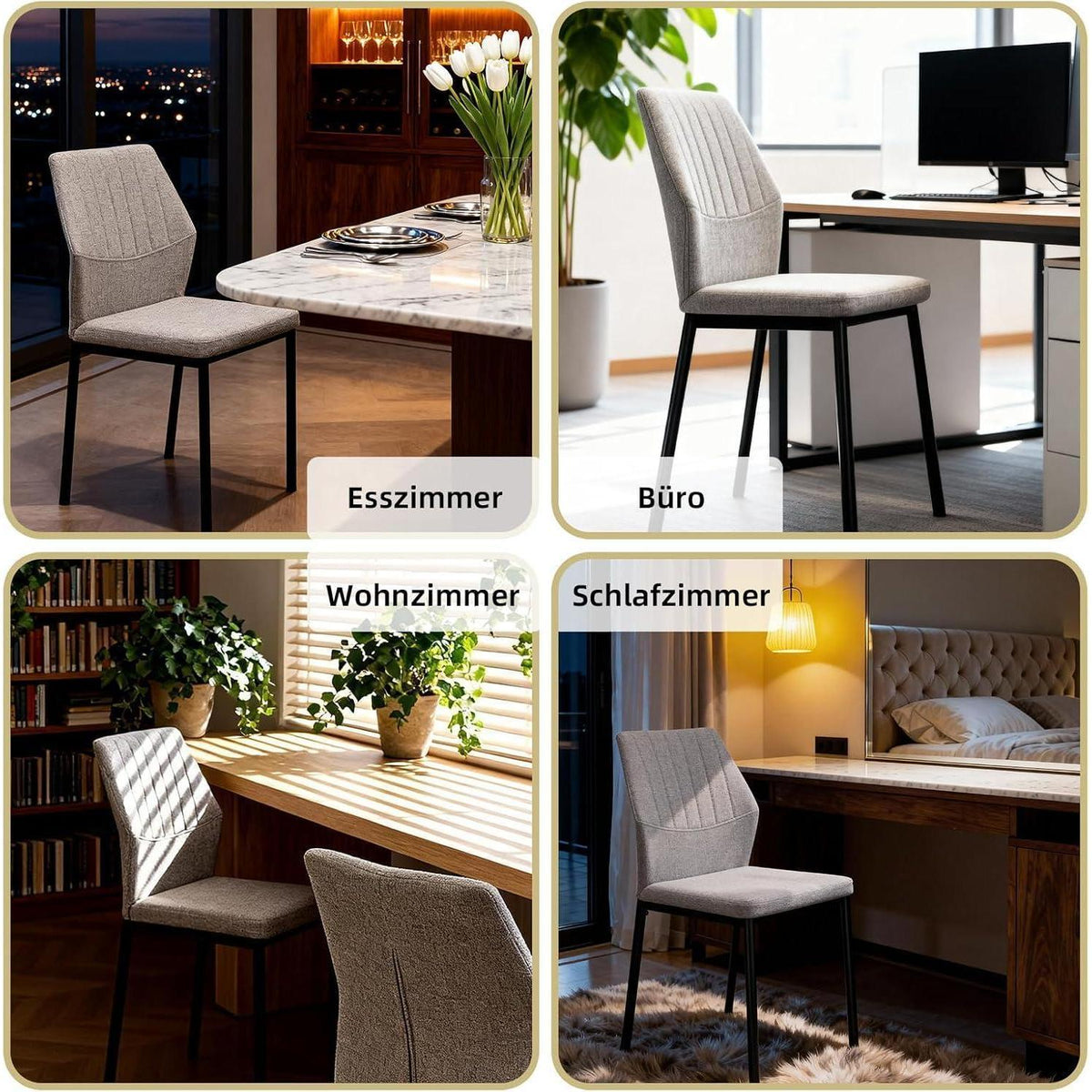 Esszimmerstühle 2er Set Beige – Polsterstühle für Küche & Wohnzimmer