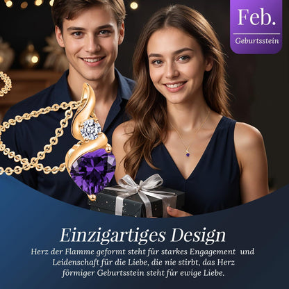 Damen Kette Infinity Herz Sterling Silber Geburtsstein Halskette