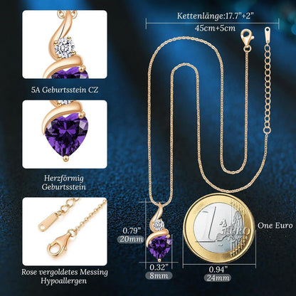 Damen Kette Infinity Herz Sterling Silber Geburtsstein Halskette