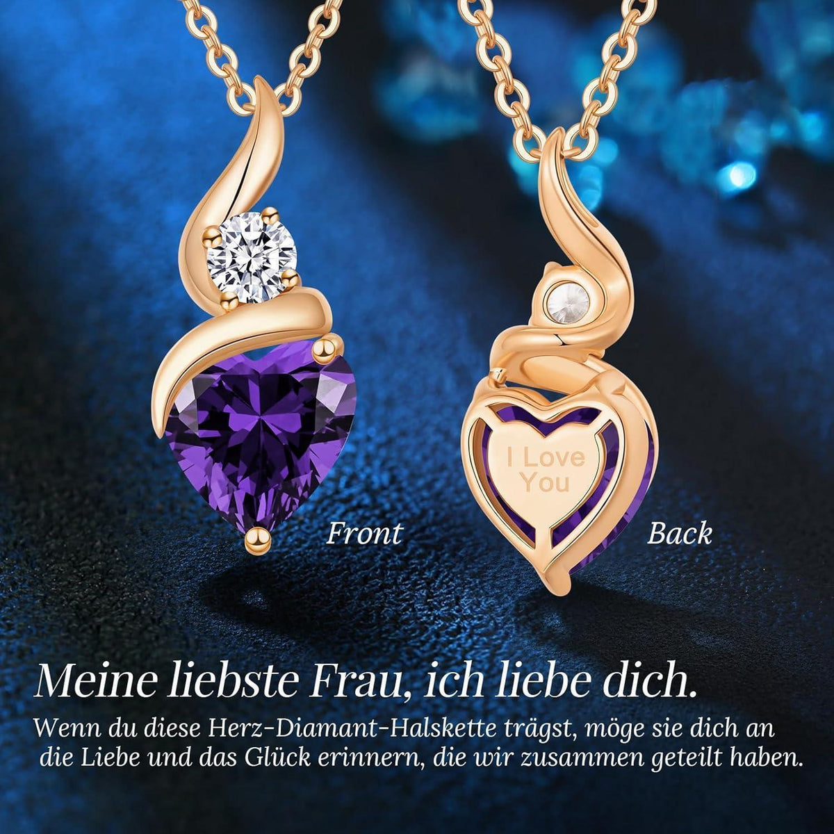 Damen Kette Infinity Herz Sterling Silber Geburtsstein Halskette