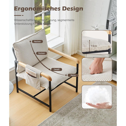 Loungesessel Creme Cord – Modern & Bequem für Wohnzimmer