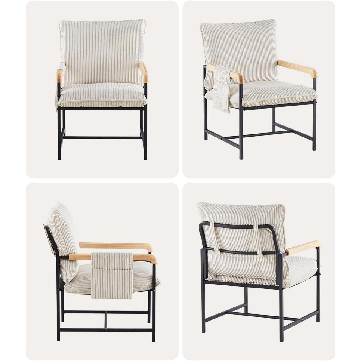 Loungesessel Creme Cord – Modern & Bequem für Wohnzimmer