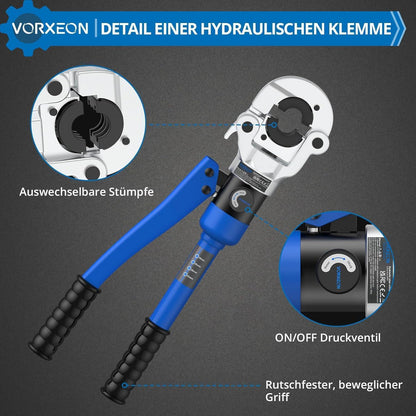 Hydraulische Presszange 8 Tonnen mit 4 Crimpformen TH-Kontur